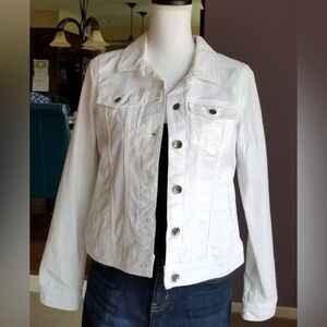 Bright White Sonoma Contemporary Denim Jean Jacket Small NWOT